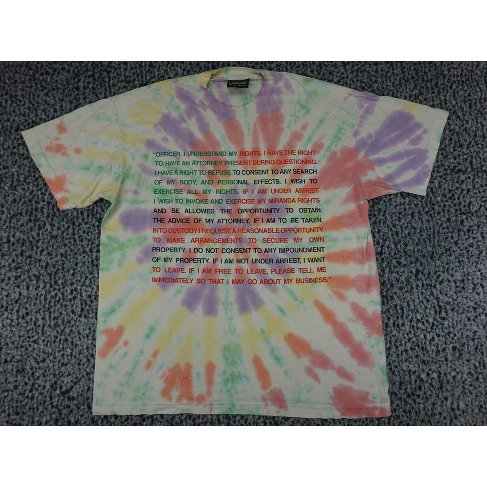 Babylon LA Graphic T-Shirt Mens L Multi-Color Tie-Dye Legal Rights Text Tee
